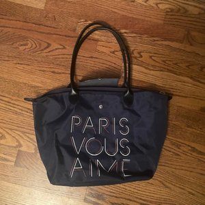 Longchamp Paris Vous Aime Le Pliage Limited Edition Navy Tote
